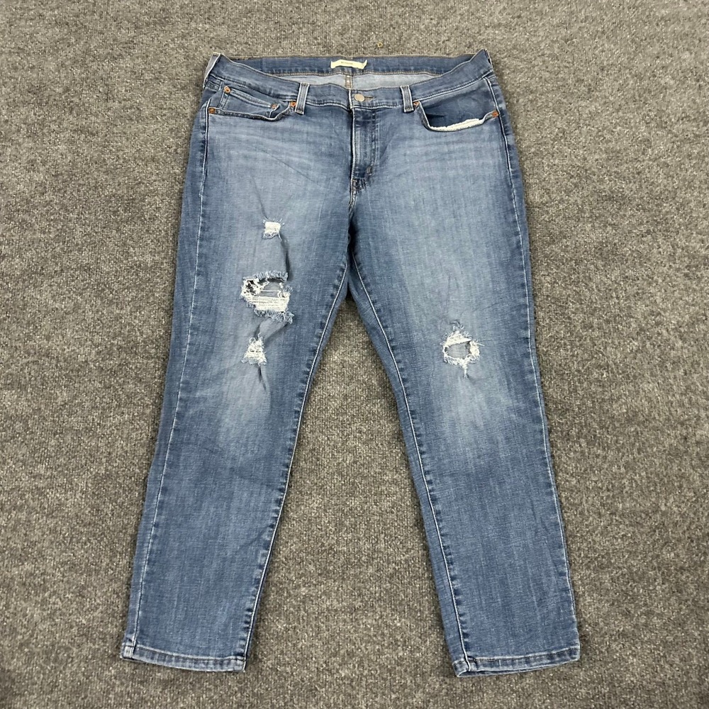 Levi's Jeans Womens Size 14 Blue Boyfriend Distressed Ripped Casual Denim Pants